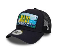 New Era Maui A-Frame Trucker Cap - License Plate - Navy Blue