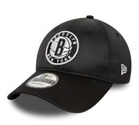 New Era Mens Brooklyn Nets NBA Satin 9TWENTY Adjustable Baseball Cap Hat - Black