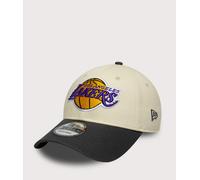 New Era Mens LA Lakers NBA Colour Block 9FORTY Adjustable Cap - Colour: Cream & Black - Size: One Size