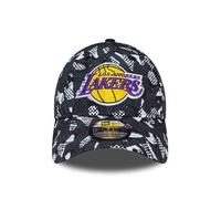 New Era Mens LA Lakers Seasonal Print 9FORTY Baseball Cap Hat - Black