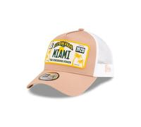 New Era Miami Trucker Cap Florida License Plate Patch Adjustable hat mesh Beige