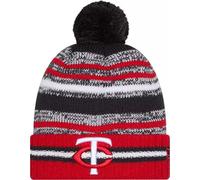 New Era Minnesota Twins Onfield Sport Red Striped Cuffed Baseball Knit Beanie Hat Pom - MLB Cheer Cuff Knit Cap