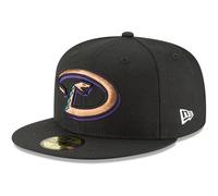 New Era MLB 59FIFTY Arizona Diamondbacks Black Team Color Cooperstown Authentic Collection Fitted On Field Baseball Cap Hat