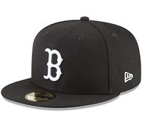 New Era MLB 59FIFTY Black White Authentic Collection Fitted On Field Game Cap Hat, Boston Red Sox, 7.875