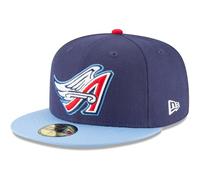 New Era MLB 59FIFTY Los Angeles Angels Team Color Navy Blue Cooperstown Authentic Collection Fitted On Field Baseball Cap Hat, Navy, 7.375
