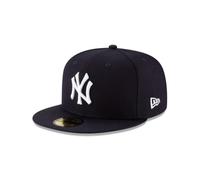 New Era MLB 59FIFTY New York Yankees Wool Navy Team Color Logo Authentic Collection Fitted On Field Baseball Hat, Black, 7.125