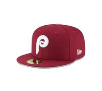 New Era MLB 59FIFTY Philadelphia Phillies Maroon Team Color Cooperstown Authentic Collection Fitted On Field Baseball Cap Hat, Maroon, 7.75