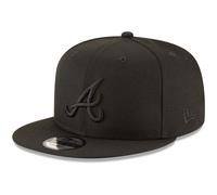 New Era MLB 9FIFTY Black Black Primary Logo Team Adjustable Snapback Hat Cap One Size Fits All - Atlanta Braves Black