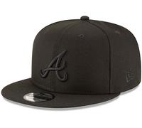 New Era MLB 9FIFTY Black Black Primary Logo Team Adjustable Snapback Hat Cap One Size Fits All, Atlanta Braves, One size