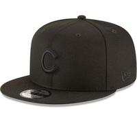 New Era MLB 9FIFTY Black Black Primary Logo Team Adjustable Snapback Hat Cap One Size Fits All, Chicago Cubs Black, One size
