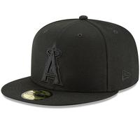 New Era MLB 9FIFTY Black Black Primary Logo Team Adjustable Snapback Hat Cap One Size Fits All, Los Angeles Angels, One size