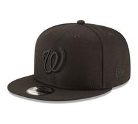 New Era MLB 9FIFTY Black Black Primary Logo Team Adjustable Snapback Hat Cap One Size Fits All - Washington Nationals Black