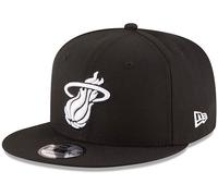New Era NBA 9FIFTY Black White Adjustable Snapback Hat Cap One Size Fits All, Miami Heat - Black, One size