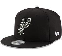New Era NBA 9FIFTY Black White Adjustable Snapback Hat Cap One Size Fits All, San Antonio Spurs - Black, One size
