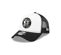 New Era NBA Basketball Brooklyn Nets Team Colour Black White A-Frame Trucker Cap Curved Visor mesh Insert