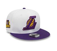 New Era NBA Champions Patch Los Angeles Lakers weiß Lila Fanartikel gerader Schirm verstellbar 9Fifty Snapback Cap - S-M (6 3/8-7 1/4)