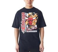 New Era NBA Flame Print Oversized T-Shirt Chicago Bulls Black Red