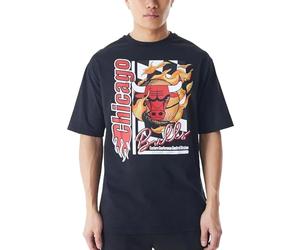 New Era NBA Flame Print Oversized T-Shirt Chicago Bulls Black Red