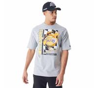 New Era NBA Flame Print Oversized T-Shirt Los Angeles Lakers Heather Grey Yellow