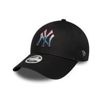 NEW ERA NEW YORK YANKEES WOMENS BASEBALL CAP.9FORTY METALLIC LOGO BLACK HAT W25