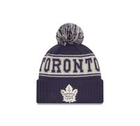 New Era NHL Unisex-Adult Primary Logo Retro Pom Cuffed Knit Fleece Lined Cold Weather Beanie Hat, Blue, One size