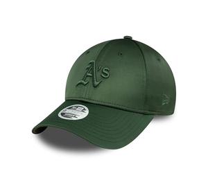 New Era Oakland Athletics hat for Women Team Logo Satin Snapback Closure MLB Cap Tonal Green