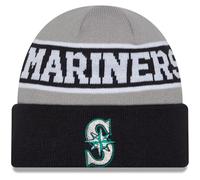 New Era Seattle Mariners Reversible Cuffed Knit Beanie Hat Navy Blue Grey, Navy Blue Grey, One size