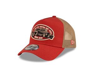 New Era Trucker Cap car Adjustable hat Vintage car Hot Rod mesh Curved Visor red Beige