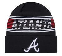 New Era Unisex-Adult MLB Authentic Collection Primary Logo Wordmark Cuffed Beanie Cold Weather Knit Hat, Atlanta Braves - Navy, One size