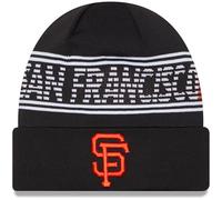 New Era Unisex-Adult MLB Authentic Collection Primary Logo Wordmark Cuffed Beanie Cold Weather Knit Hat, San Francisco Giants - Black, One size