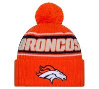 New Era Unisex-Adult NFL Official Sideline Team Logo Sherpa Striped Pom Beanie Cold Weather Knit Hat, Denver Broncos - Orange, One size