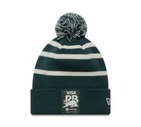 New Era Visa Cash App Racing Bulls F1 Team, Official 2025 Merchandise, Sports Stripe, Bobble Beanie Hat, Green, White