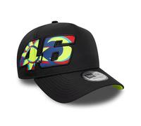 New Era VR46, Valentino Rossi, Official Moon Sun Baseball Cap, E-Frame Trucker, Black with Neon Yellow, Adjustable