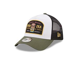 New Era Waikiki Beach Truckerkappe verstellbar Snapback weiß Oliv Mesh Basecap - One-Size