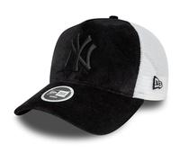 New Era Womens New York Yankees Velour A-Frame Snapback Trucker Cap - Black