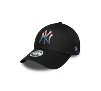 NEW ERA NEW YORK YANKEES WOMENS BASEBALL CAP.9FORTY METALLIC LOGO BLACK HAT W25