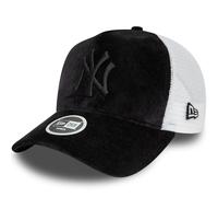 New Era Womens New York Yankees Velour A-Frame Snapback Trucker Cap - Black