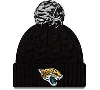 New Era Women's NFL Official Cozy Cable Knit Cuff Pom Beanie Hat, Jacksonville Jaguars - Black, One size