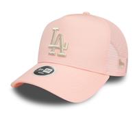 NEW ERA WOMENS TRUCKER CAP.PINK LA DODGERS METALLIC LOGO SNAP BASEBALL HAT S24