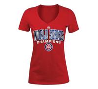 New Era Women's V-Neck Tee - MLB Ladies Short Sleeve T-Shirt, Red, Small