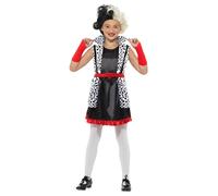 NEW Evil Little Madame Cruella 101 Dalmatians Halloween Girl Fancy Dress Costume