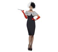 NEW Evil Madame Cruella 101 Dalmatians Ladies World Book Day Fancy Dress Costume