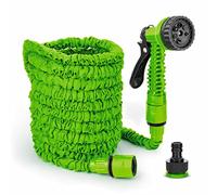 New Expandable Garden Water Hose Pipe 50FT With Nozzle & Full Fittings 7 Function Spray Gun Nozzle To Water Plants Garden Extra Strength Flexible Lightweight Leak Proof & Kink Free Garden Hose (Green)