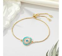 New Exquisite Ethnic Bracelet Gold Full Diamond Devil Eye Pendant Bracelet Adjustable Retro Anklet Jewelry