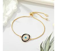 New Exquisite Ethnic Bracelet Gold Full Diamond Devil Eye Pendant Bracelet Adjustable Retro Anklet Jewelry