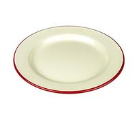 New Falcon Enamel Round Pie Baking Dinner Plate Cream with Red Trim 20cm