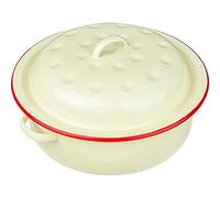 New Falcon Enamel Round Roaster Cream with Red Trim 20cm