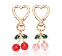 New Fashion Kingdom Cute Cherry Keychain Kawaii Cherry Bag Purse Charms for Women Car Keys Decor Gifts Accessories, Red & Pink, Standard
