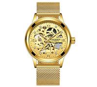 New Fashion Mechanical Watch Men Skeleton Design Top Brand Luxury Golden Mesh Strap Waterproof Male Automatic Clock