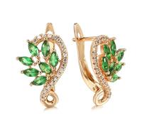 New fashionable zircon earrings featuring simple floral motifs and round-cut emerald zircon studs for the ears.